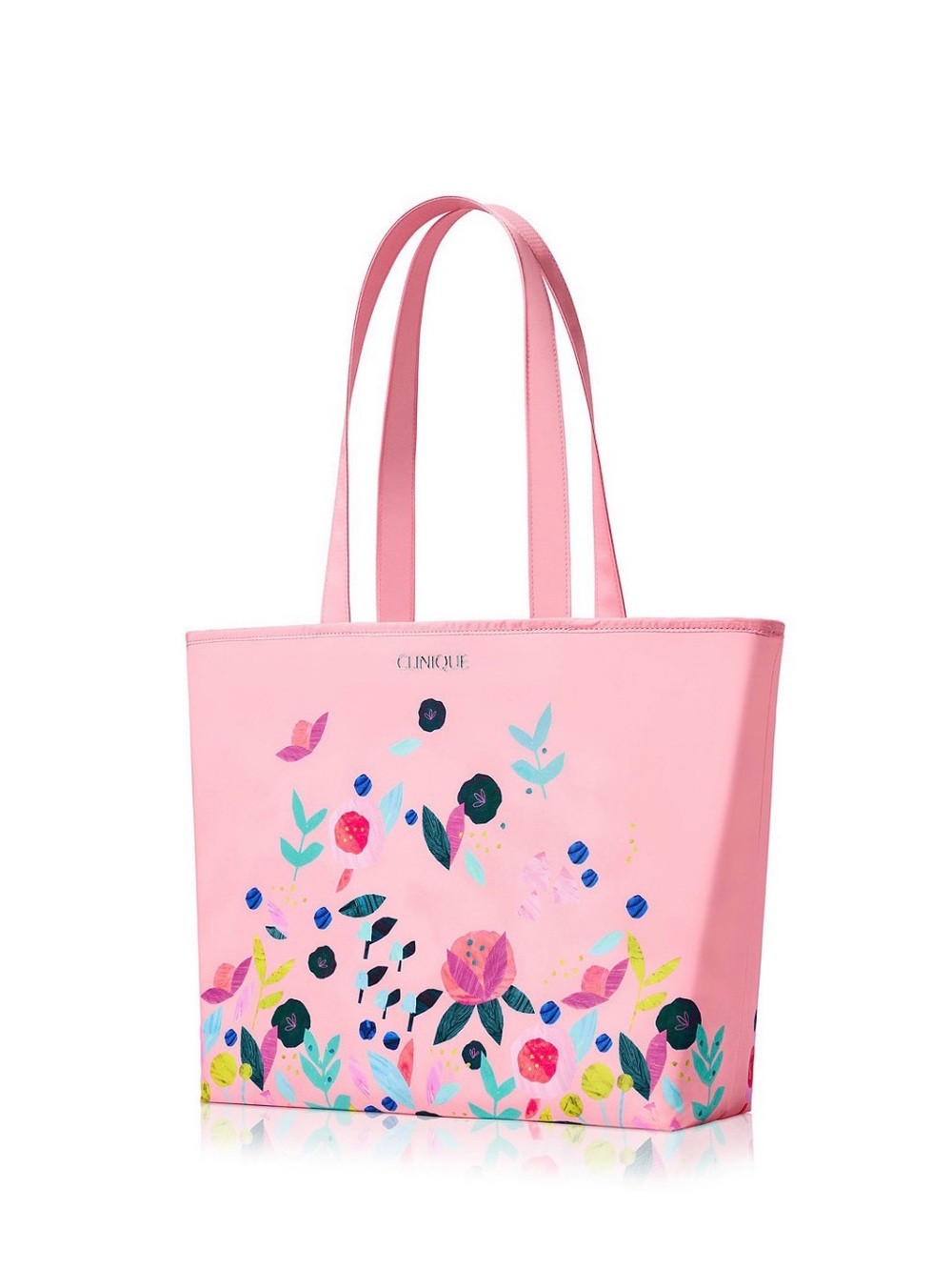 Clinique Pink Floral Tote with Garden Print